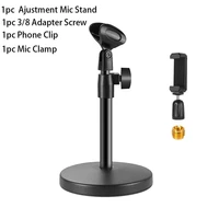 microphone stand cell phone holder phone clip mic clamp adjustable table mic stand with base for conference speech