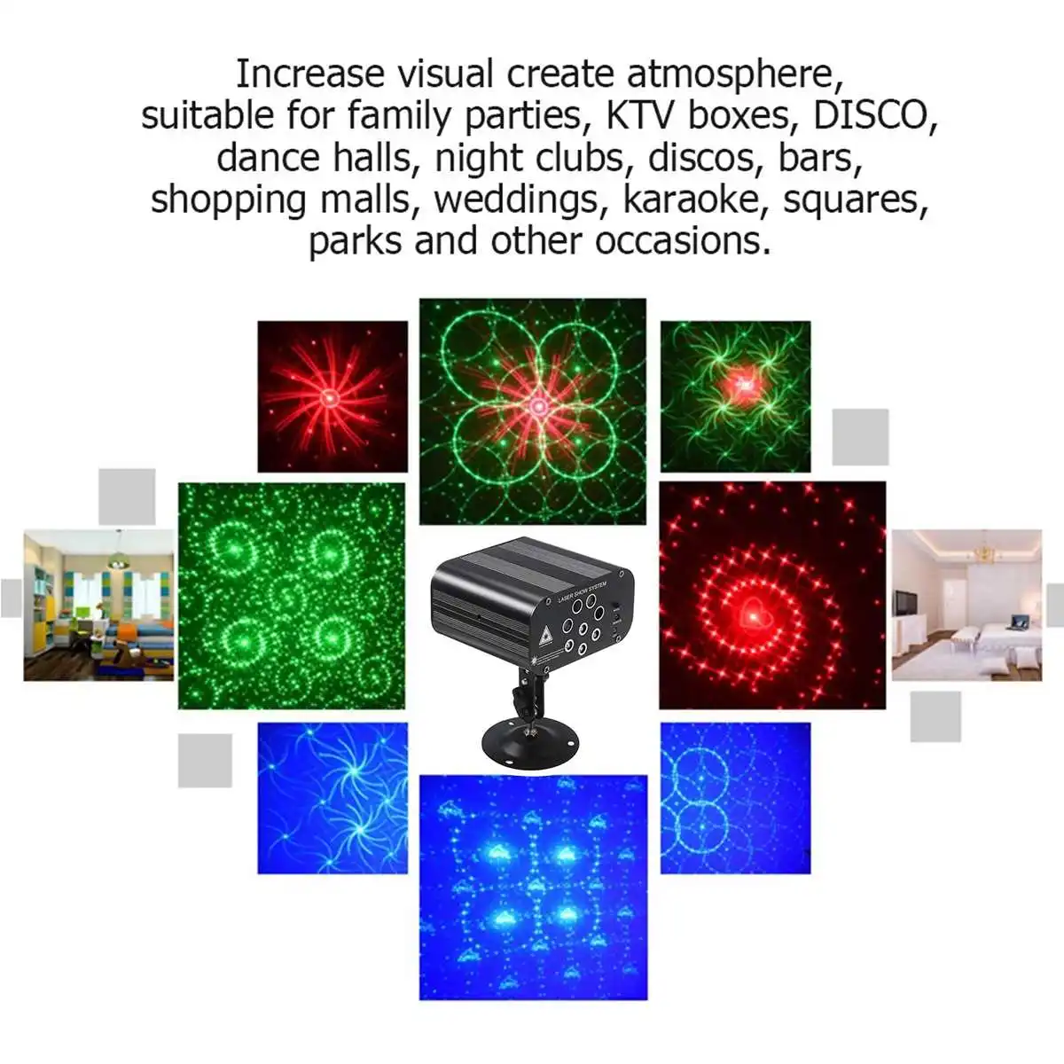 8 hole 128 Pattern Laser Light Holiday Garland Lighting Christmas Garland LED Lanpada For Christmas Home KTV Wedding Show