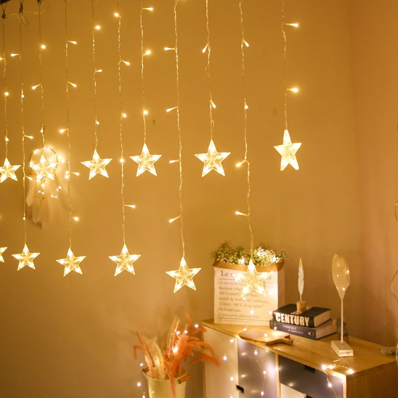 Curtain LED String Light Fairy Icicle 35M Star Christmas Garland Wedding Party Window Outdoor Decoration | Освещение