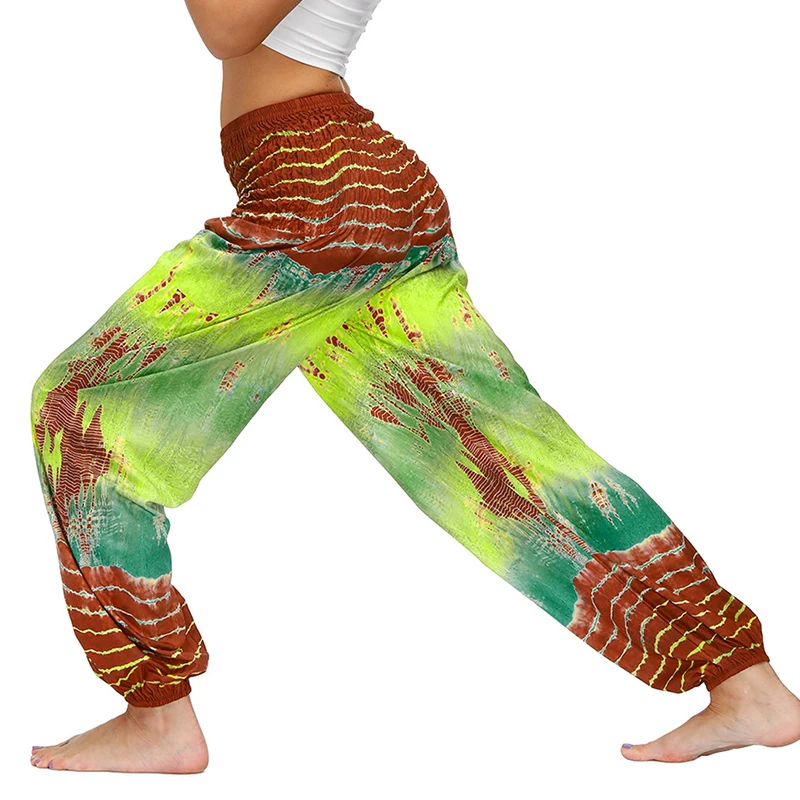 Женские богемные повседневные свободные штаны для йоги с галстуком-краской