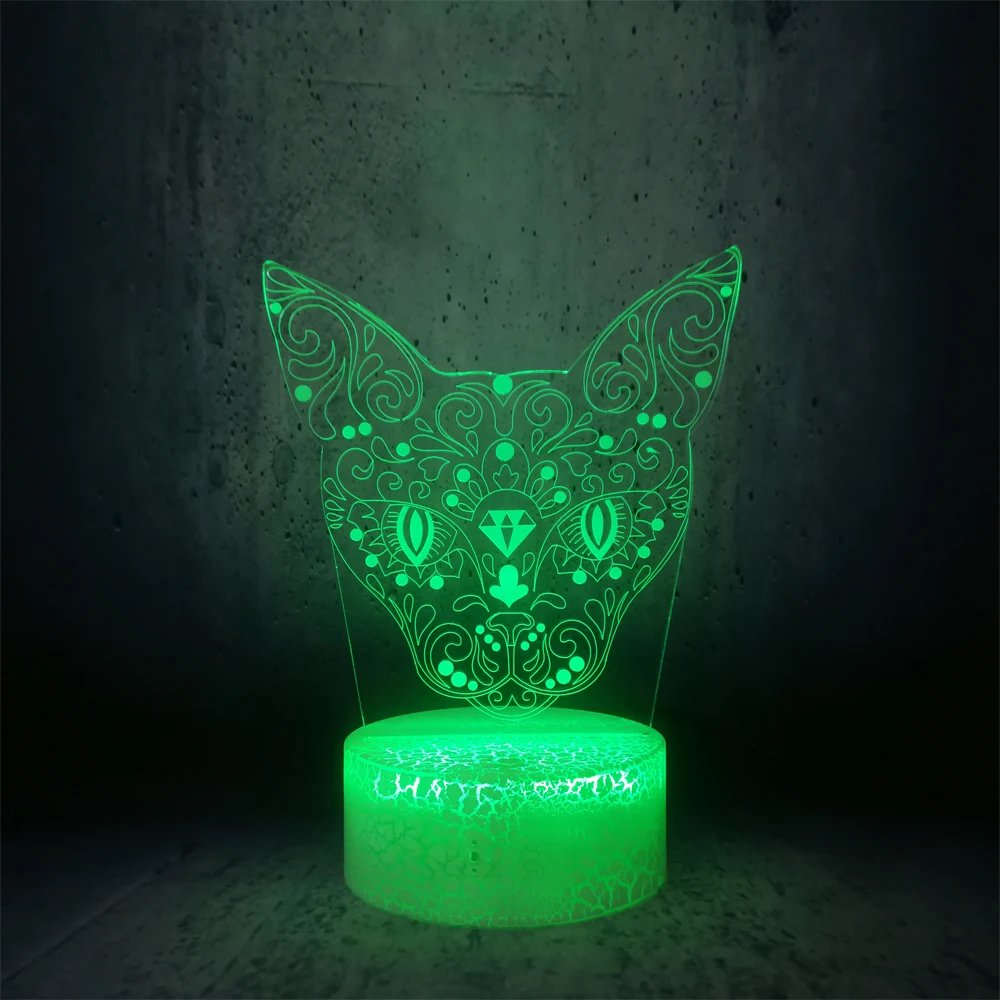 Животное леопардовая голова Ночник детская история освещение узор Тотем кошачьи