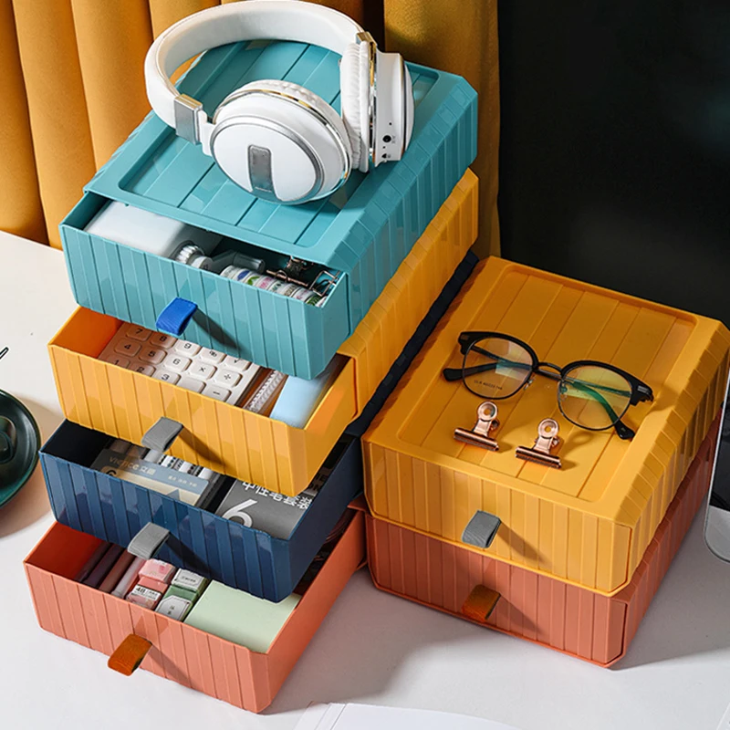

Industrial Style Desktop Drawer Storage Box Stackable Dustproof Sundries Organizer Box For Diy Tools Stationery Organizador