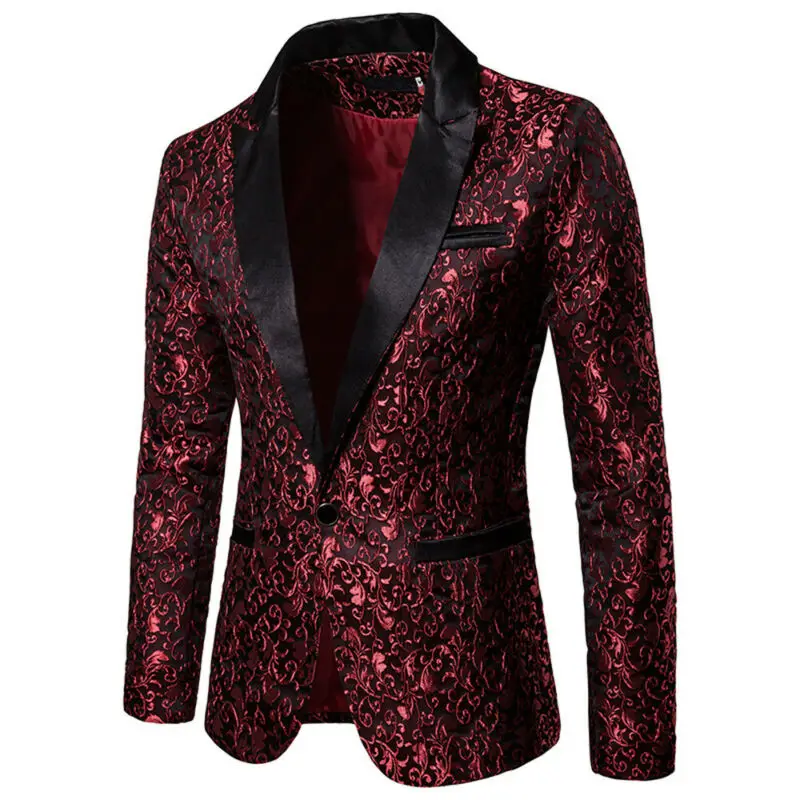 

Men's Stylish Luxury Casual Vintage Paisley Blazer Urbane Smart Coat Suit Jacket