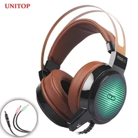 unitop salar c13 gaming big headset wired headphones with micled light over ear stereo deep bass for pc computer gamer earphone