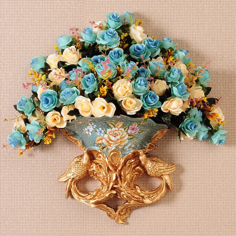 Настенная ваза + искусственный цветок в европейском ретро стиле декор для отеля