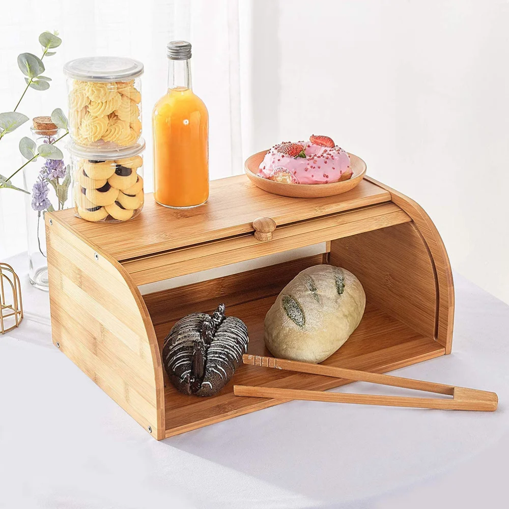 

1pc Bread Box Bread Basket Wooden Box Storage Boxes Kitchen Organizer
