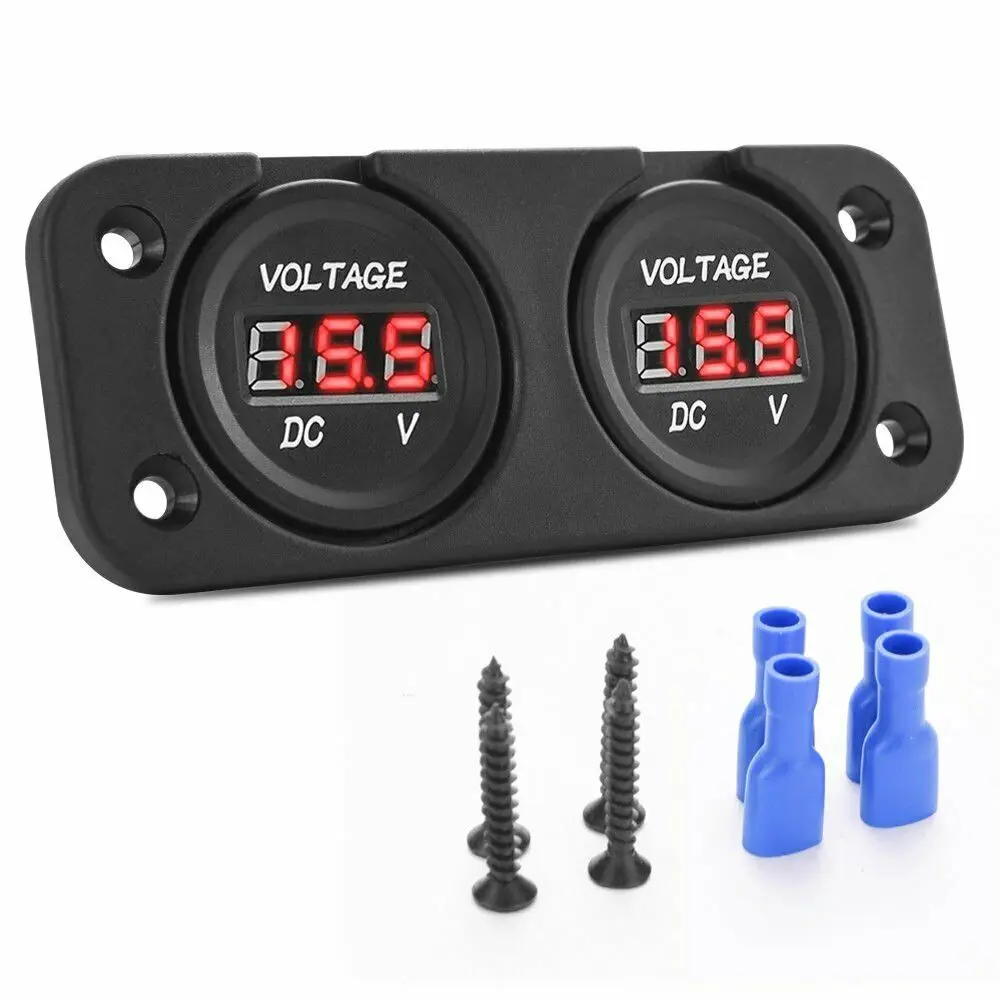 

1pcs DC 12V/24V Digital Voltmeter Dual Battery Monitor LED Digital Voltage Meter Waterproof Boat Marine Gauge