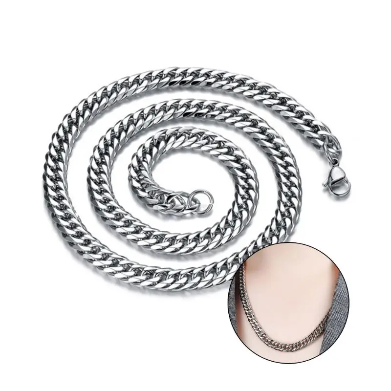 

Men Vintage Titanium Steel Hip Hop Cuban Link Chain Choker Waterproof Necklace 69HB