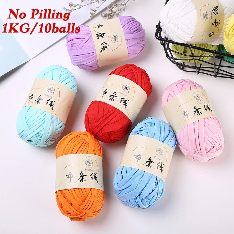 1 кг/10 шариков Мягкая футболка пряжа для вязания крючком нитки ручного громоздкая