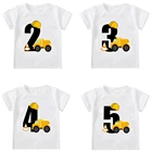 Детские футболки для мальчиков, детские топы с коротким рукавом и экскаватором, детская модная футболка, рубашки для строительства и дня рождения для мальчиков