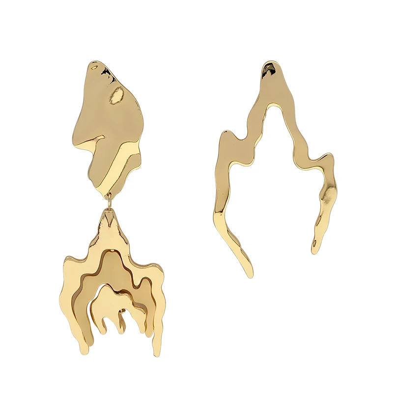 Новые крупные асимметричные серьги женские темпераментные длинные висячие