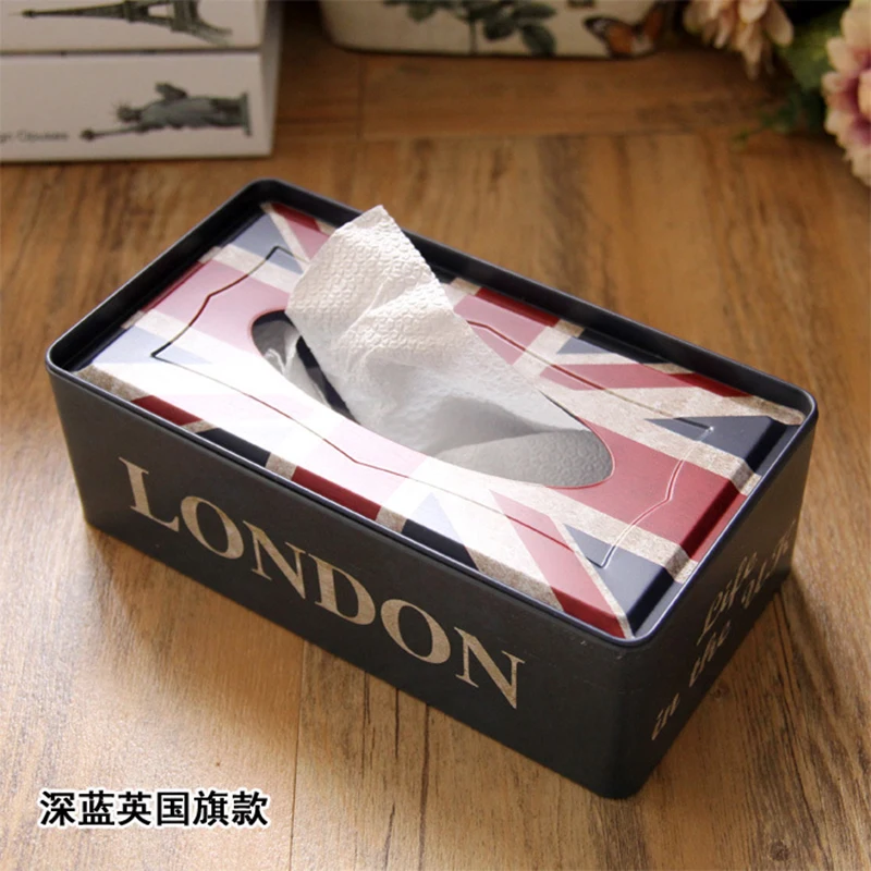 

Rice flag iron tissue box American Creative tinplate drawing box household napkin box