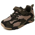 Камуфляжные детские кроссовки для мальчиков; Дышащие кроссовки из сетчатого материала; Детские уличные спортивные кроссовки на липучке для маленьких девочек; Армейский зеленый цвет