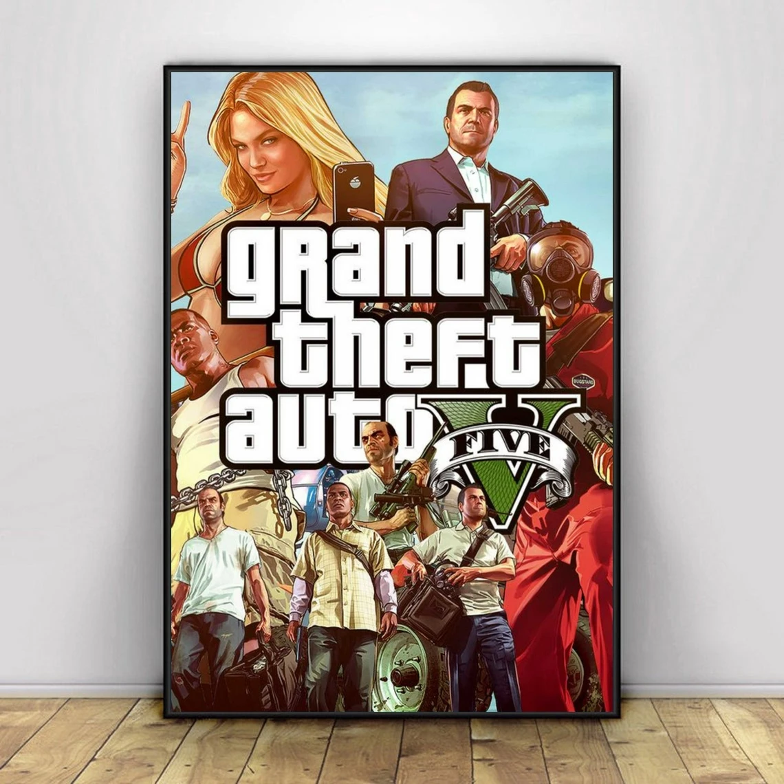 

Grand Theft Auto 5 Video Game Poster PC,PS4,Exclusive Role-playing RPG Game Canvas Custom Poster Alternative Artwork Gift