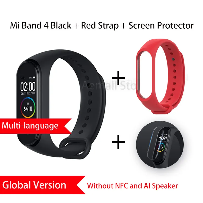 GL Red Xiaomi mi Band 4 Global 135 мАч mi band 4 Цвета экран Bluetooth 5,0 Браслет фитнес HeartRate браслет китайская версия - Цвет: GL Red
