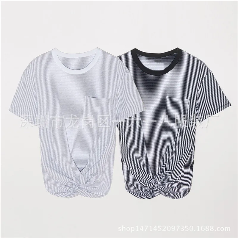 

Women Summer Gray Slim Cotton Striped Short T-Shirt Ladies Fashion Sweet Solid Color Crop Tees Female Brand Casual Tops ZM380