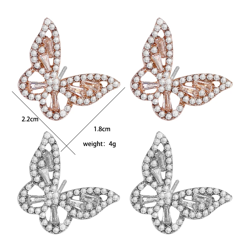 

Hollow Butterfly Wings Earrings Small And Exquisite Daily Simple Rhinestone Butterfly Earrings Fashion Alloy Jewelry Gifts