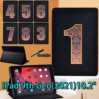 for ipad 10 2 2021 tablet cover apple ipad 10 2 inch 9th generation digital pattern leather adjustable stand cover case
