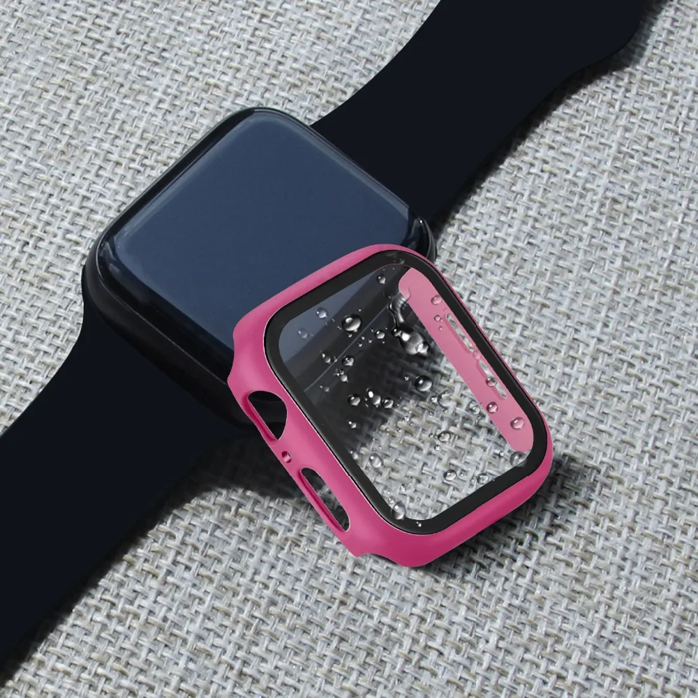 Полное покрытие для Apple Watch серии 5 4 3 2 матовый пластиковый бампер жесткий чехол рамка со стеклянной пленкой для iWatch защита экрана