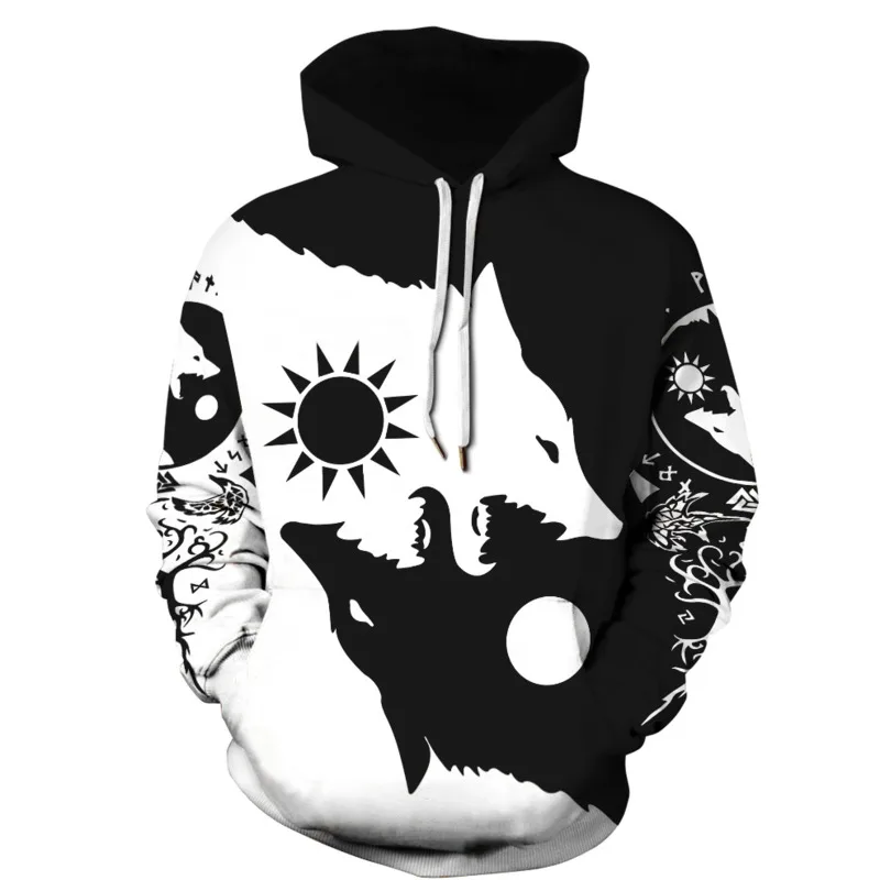 

Autumn Hoodies Sweatshirts Women Oversized Y2K Streetwear Viking Digital Printing Long Sleeve Hooded Sweater Pullover Tops