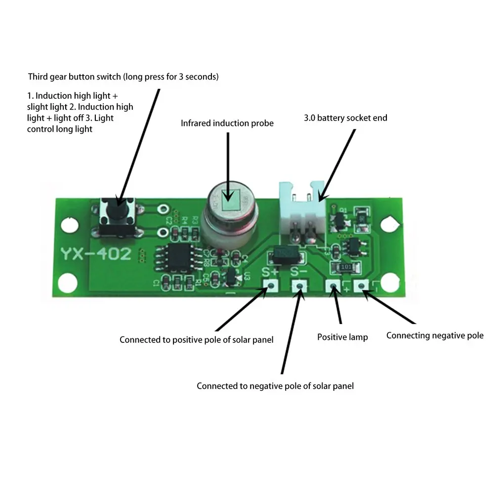 3.7V Infrared Solar Lamp Panel Circuit Board Control Sensor Night Light Controller Module | Обустройство дома