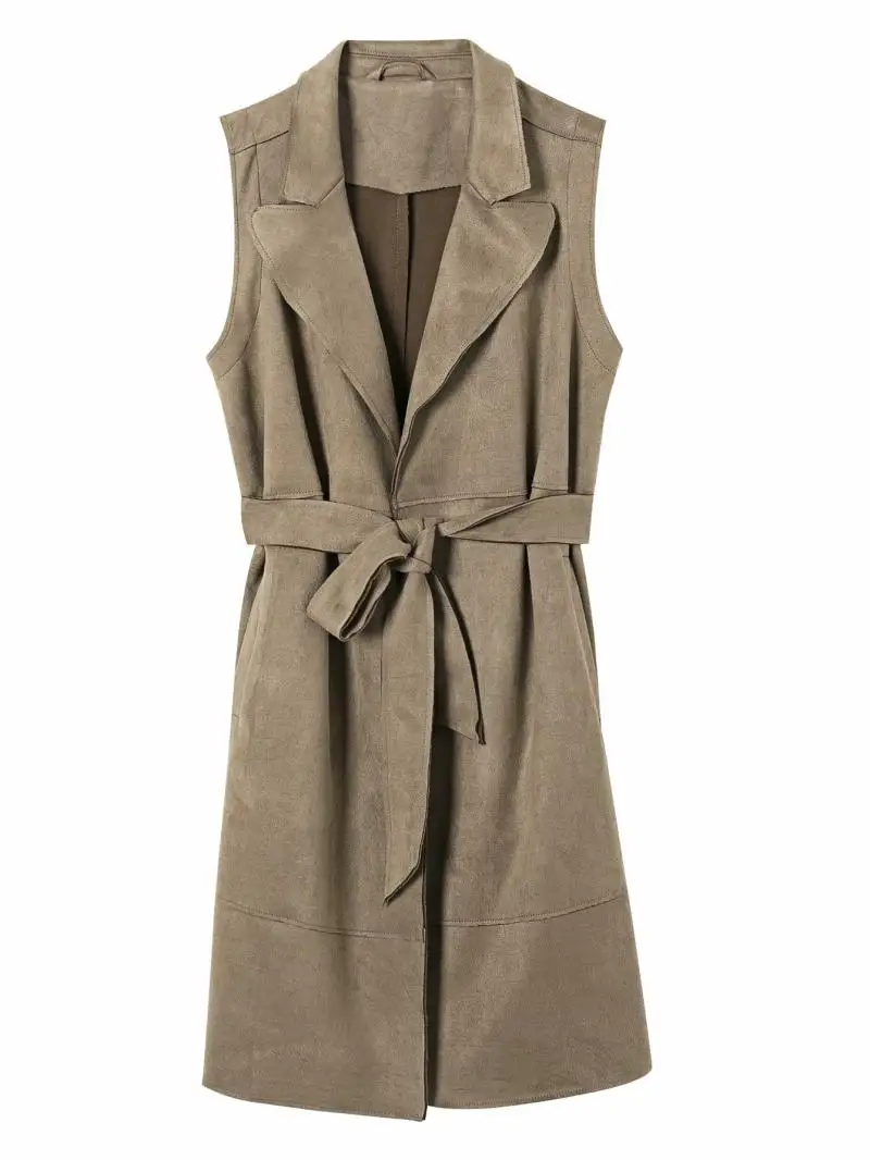 

Женский осенне-зимний жилет средней длины, темпераментная куртка с поясом, Длинный жилет со ста башнями, ветровка