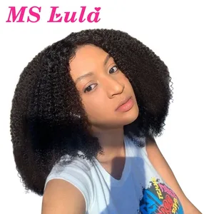 Монгольский афро кудрявый парик Remy 13x4, предварительно выщипанный кружевной передний парик с детскими волосами 150 плотность 4B4C кудрявые вьющиеся человеческие волосы парики