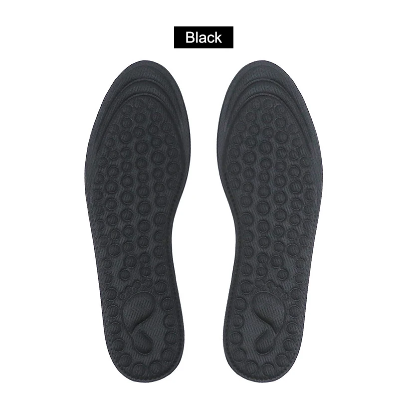 black size 43-45 1 пара 4D массажные стельки амортизирующие мягкие губки Дышащие стельки лучшее предложение-WT - Цвет: black size 43-45