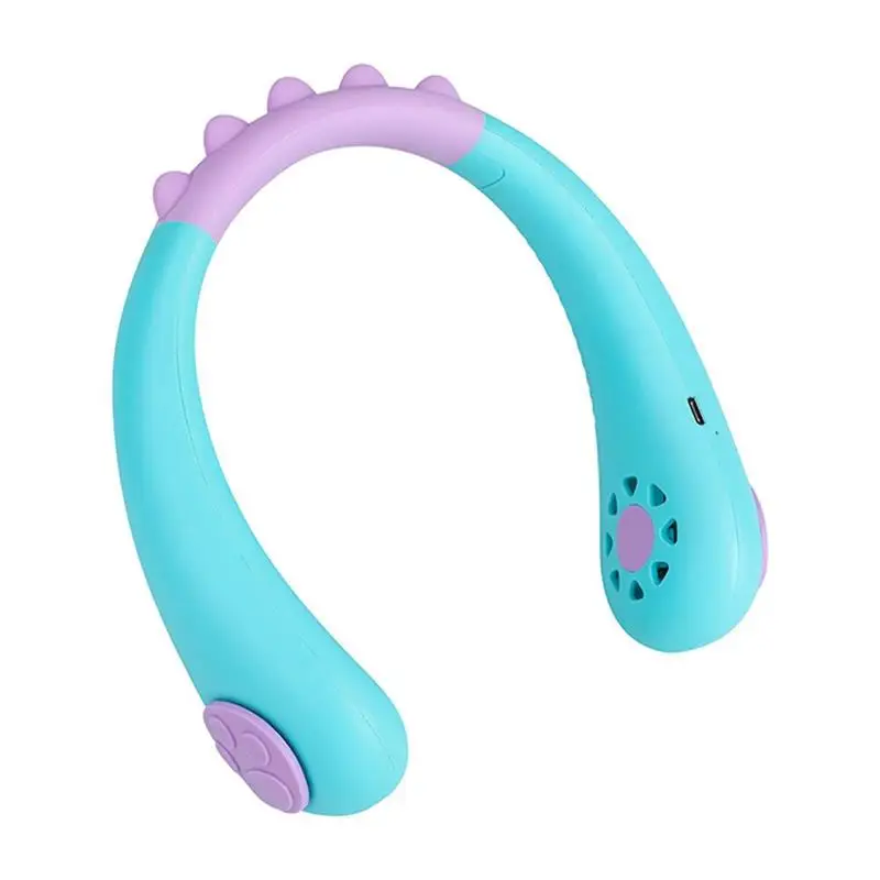 

Kids Hanging Neck Fan Cute Cartoon Bladeless Hanging Neck Fan Hands Free Sport 1800mAh USB Rechargeable Fan For Home Outdoor