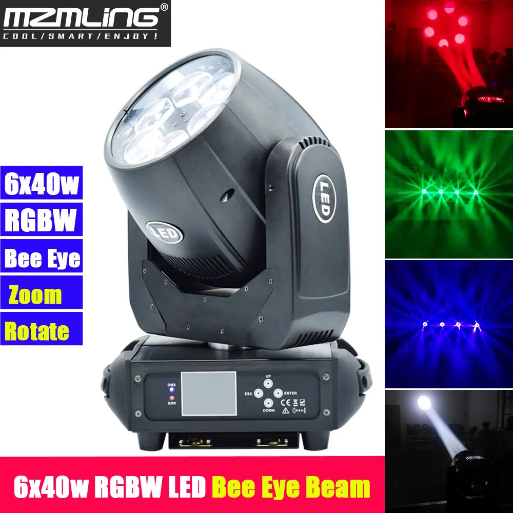 6x40 Вт RGBW светодиодный пчелиный глаз луч светильник DMX512 зум/поворот Moving головной