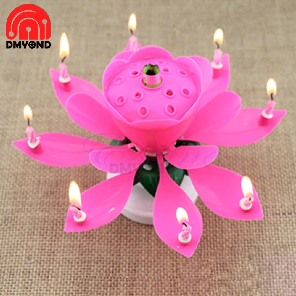 Декоративная Свеча для торта Lotus романтический розовый цветок музыкальное