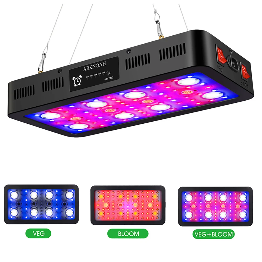 

Timing LED Grow Light 1200W 2400W Full Spectrum Double Chip Grow Lamps For Indoor Plants VEG BLOOM Flower Greenhouse Grow Tent