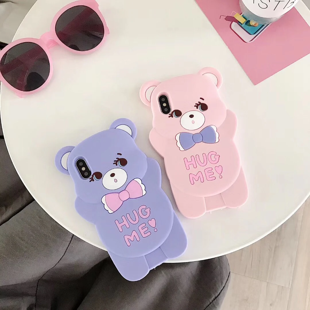 3D мультфильм Kawaii Бабочка Медведь чехол для huawei p30 p20 lite p smart z y9 prime y6 y5 nova 5i 5 4 3i honor