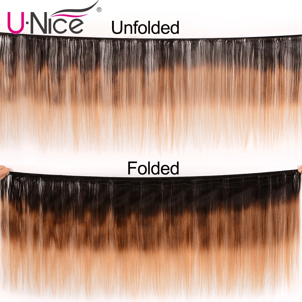 Волосы UNICE Омбре бразильские волосы 3 шт. уток ЦВЕТ T1b/4/27 прямые человеческие пряди