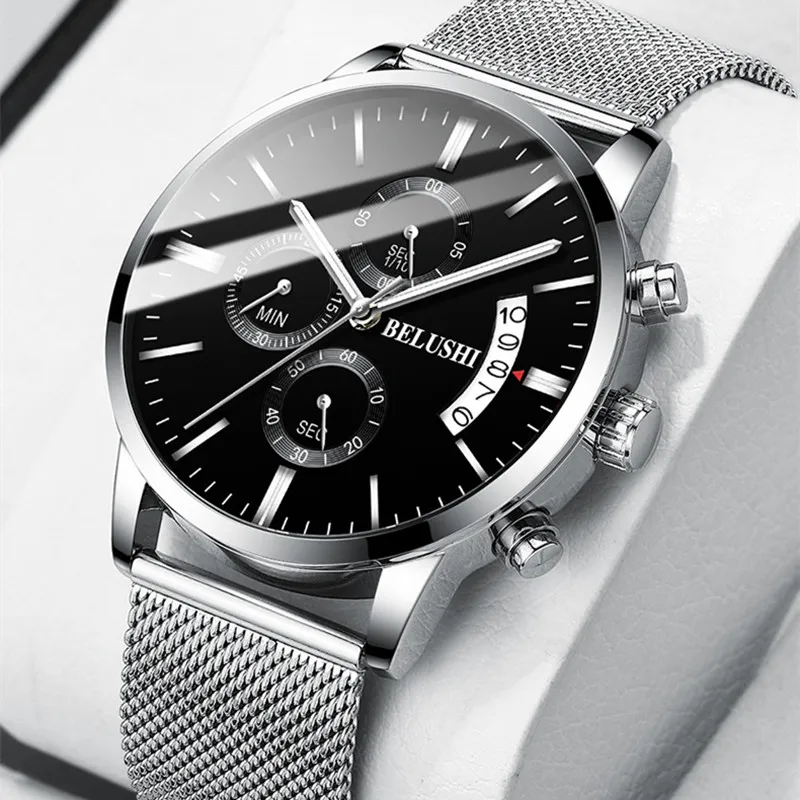 Мужские часы из нержавеющей стали 2019 ультратонкие Классические кварцевые