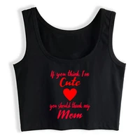 crop top female family mom mommy mothers day gift idea birthday humor black print tops women