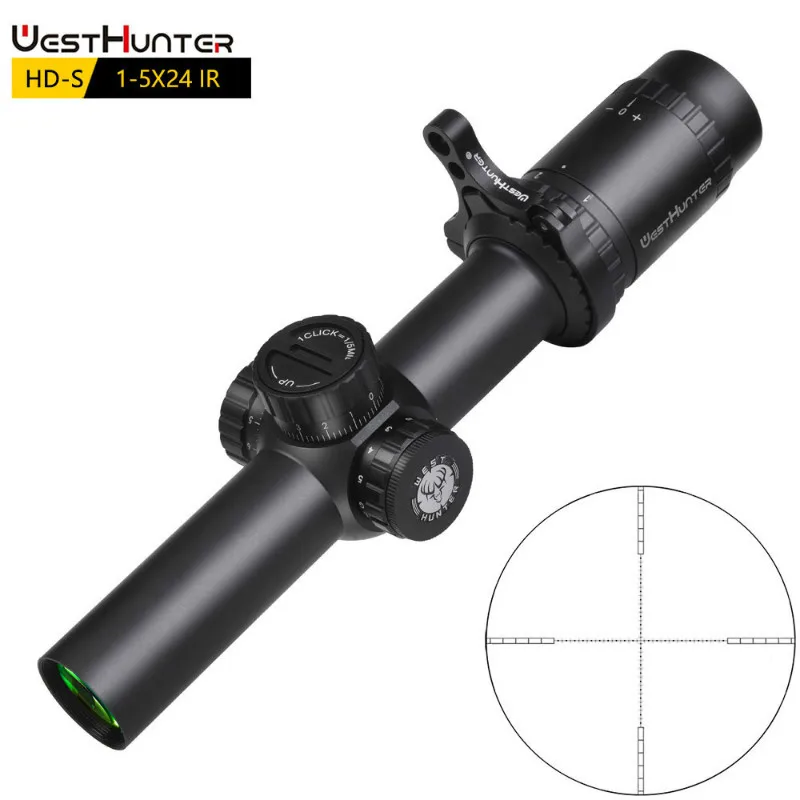 

WESTHUNTER HD-S 1-5X24 IR Cheap Compact Scope Mil Dot Riflescope Illuminated Etched Glass Reticle Lock Reset Optical Sights .22