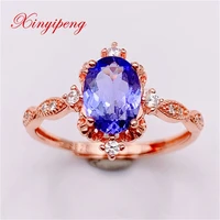 xin yipeng gemstone jewelry real s925 sterling silver inlaid natural tanzanite rings fine holiday gift for women free shipping