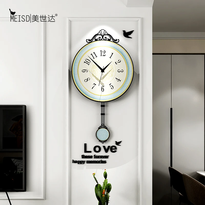 Винтажные бесшумные настенные часы с маятником в современном европейском стиле