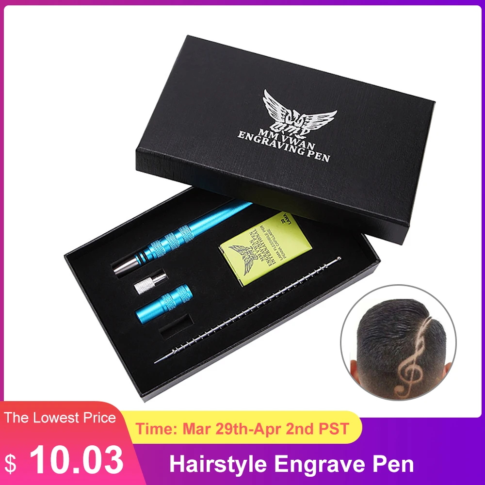 

Professional Hairstyle Engrave Pen with 10pcs Blades Kit for Tattoo Hair Styling Eyebrows Beards Shaving Salon Tool Accessories