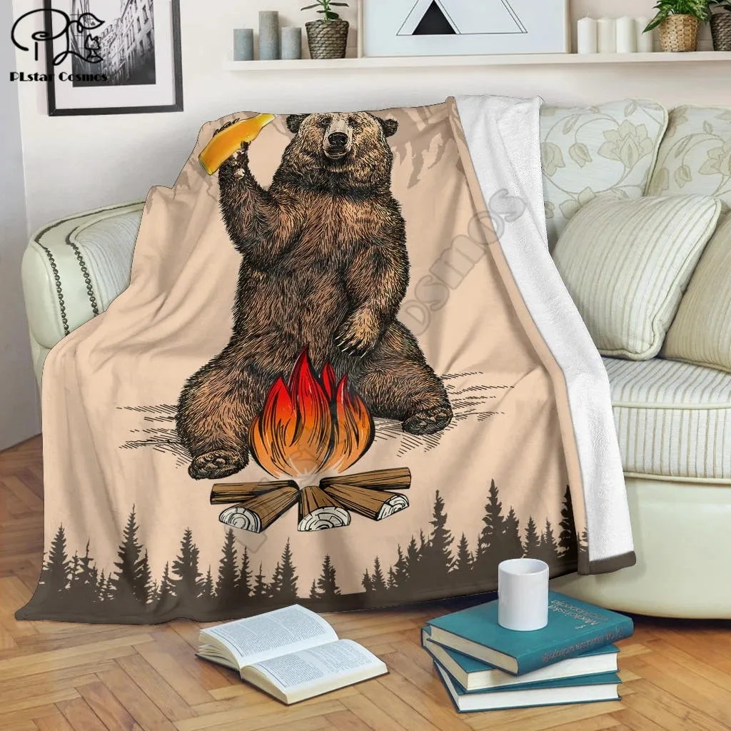 

Bear Beer Bottle Camping Fleece Blanket 3D full printed Wearable Blanket Adults/kids Fleece Blanket drop shippng style-2