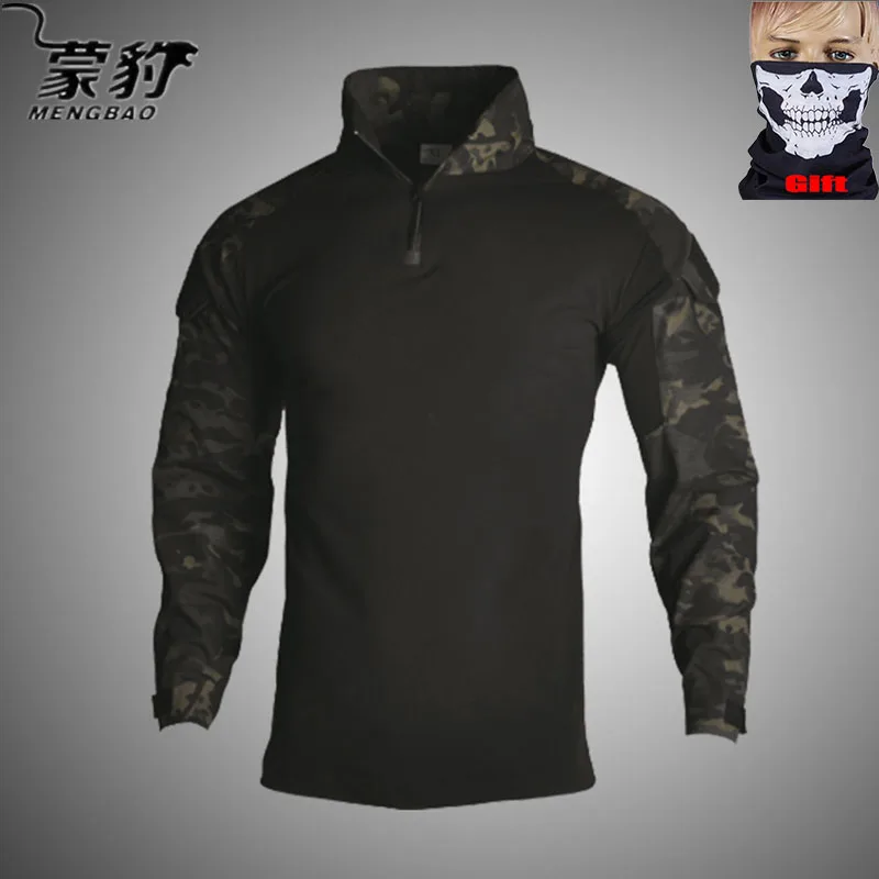

Mens Hunting Clothes Black Tactical Top Combat Shirt Men Camouflage Military Long Sleeve Airsoft Climbing Shirt Tatico Tops Male
