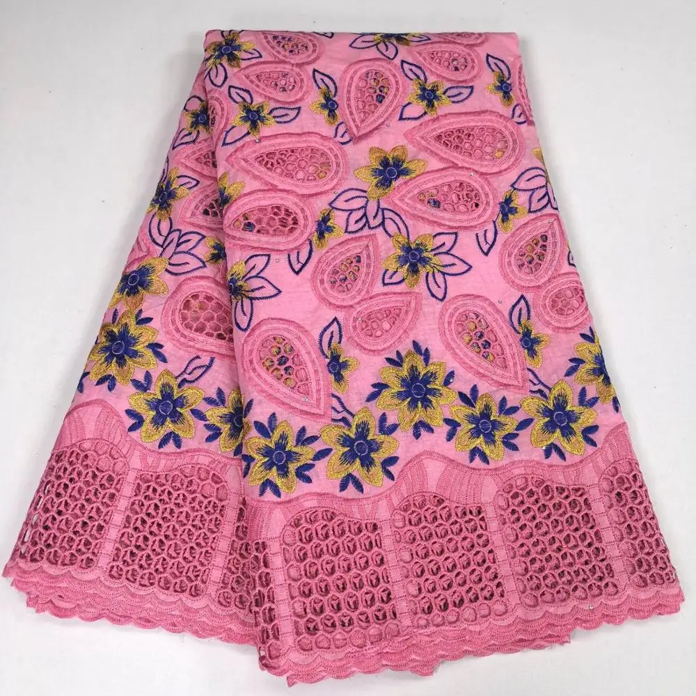 

2020 High Quality Soft African Lace Fabric cotton fabric Embroidery Swiss French Tulle lace Pure Cotton 5 yards Lace Fabric