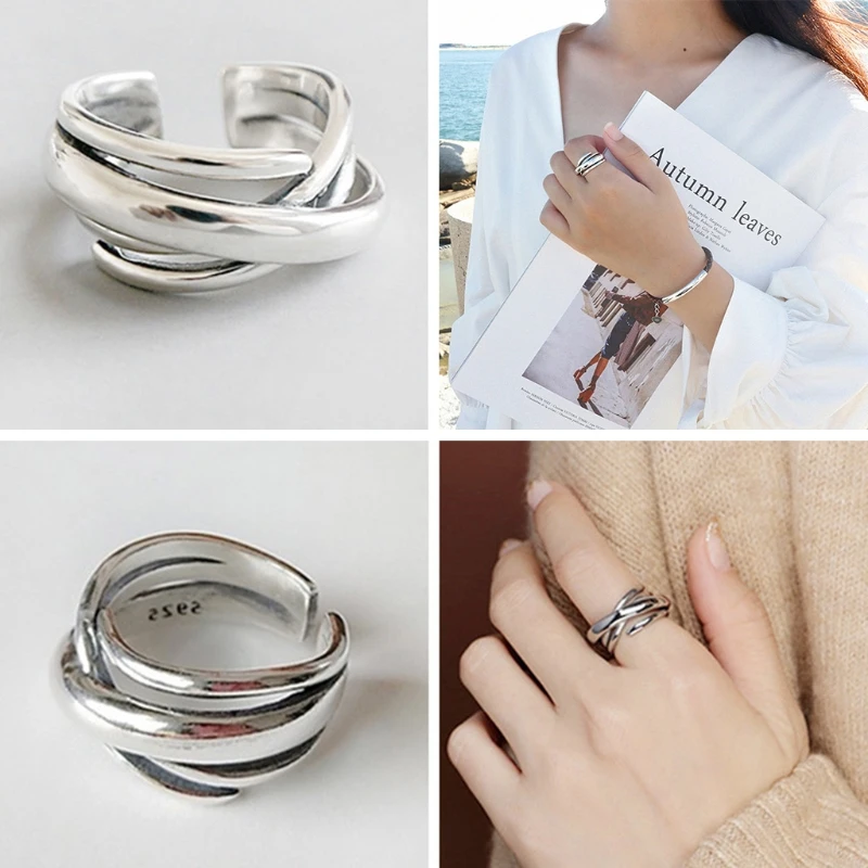 

Women Vintage Geometric Irregular Adjustable Opening Rings Wedding Jewelry Gifts K3KC