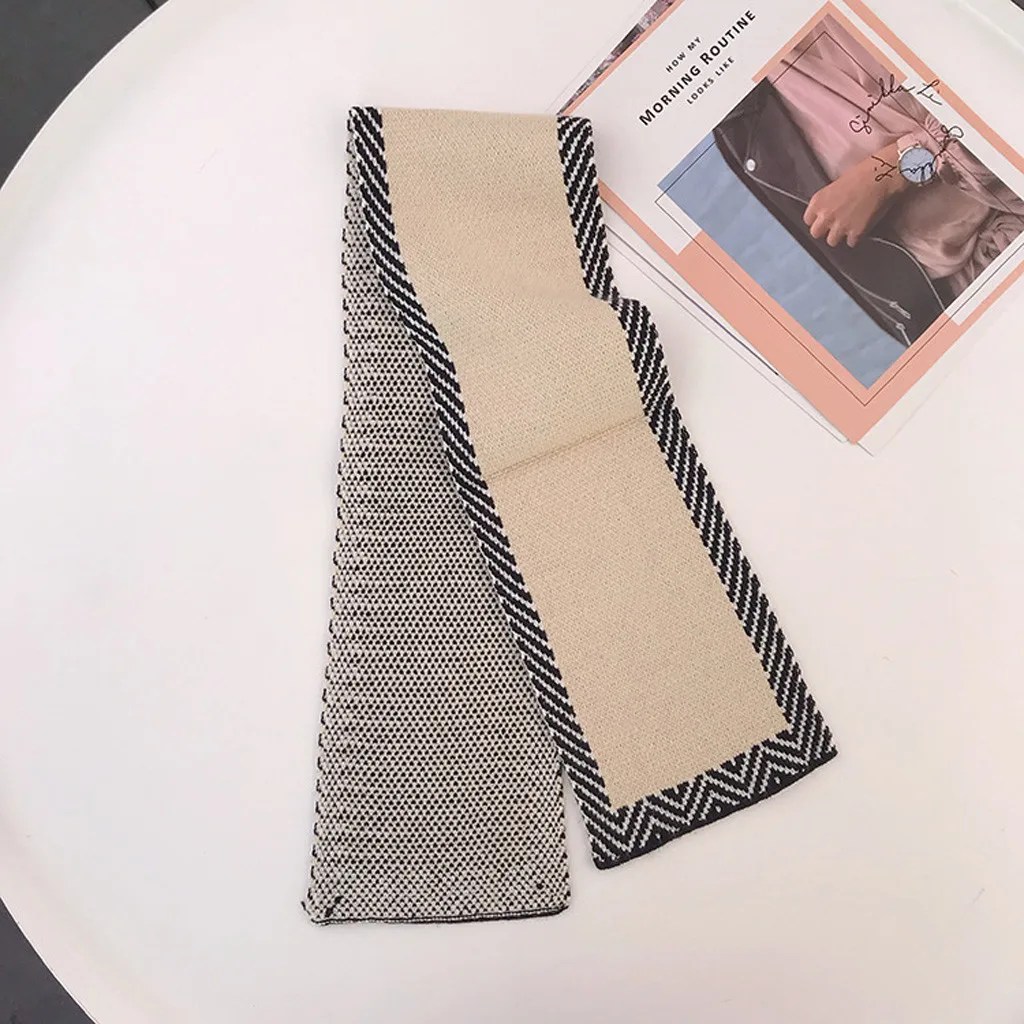 Зимний шарф Женский клетчатый женский модный короткий в полоску вязаный