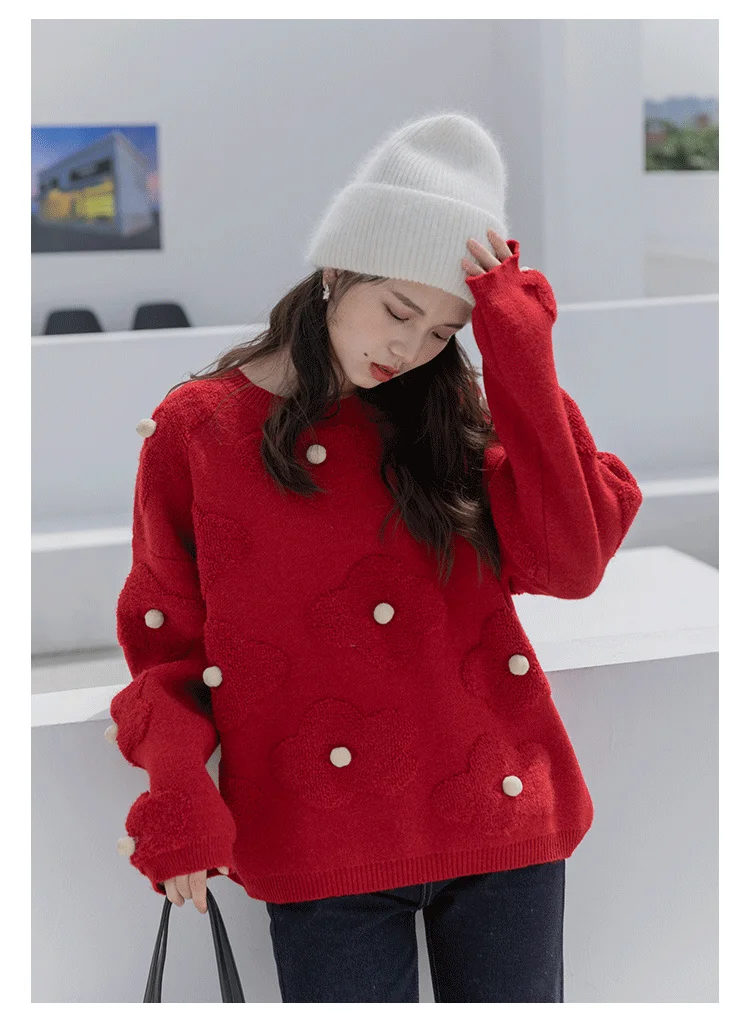 

Женский трехмерный бархатный свитер, мягкий пуловер с круглым вырезом, осень и зима 2021