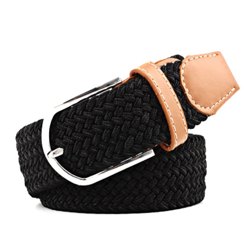 

High Quality Fashionable Elastic Canvas Belts for Women Knitted Buckle Adjustable Belt Male Canvas Belts for Jeans 2020 NEW