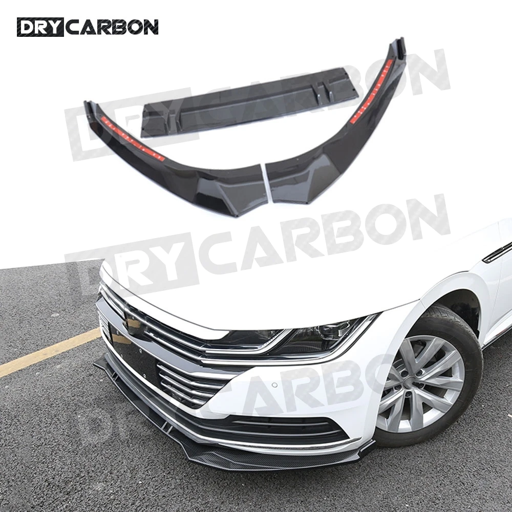 

ABS передний спойлер для Volkswagen VW CC 2019 2020 углеродный внешний вид черный бампер для подбородка фартуки для автомобиля Стайлинг