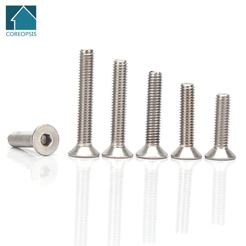 

Stainless Steel 304 Hex Hexagon Socket Head Countersunk Screw M2 M2.5 M3 M4 M5 M6 M8 M10 Flat Head Screws Bolts Length 3mm-100mm