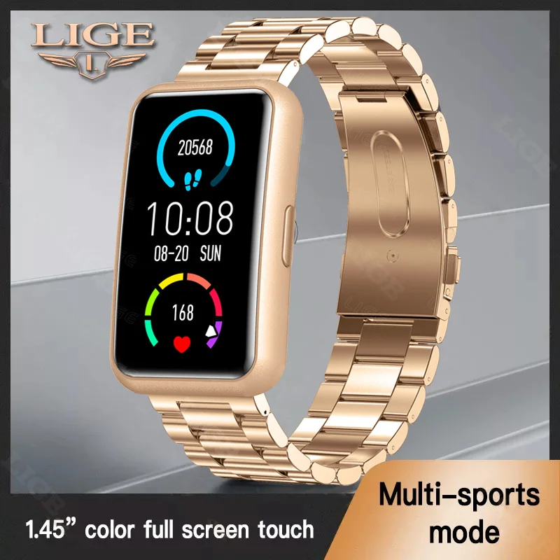 

LIGE 2021 New Steel Sport Smart Watch Men Women Full Touch Screen Waterproof Smartwatch Activity Tracker Fitness Watch For Women